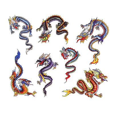 Dragon Vintage Asian Art Design Water Transfer Temporary Tattoo(fake Tattoo) Stickers NO.11014